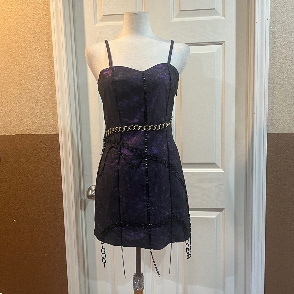 Elegant Black and Purple Mini Dress